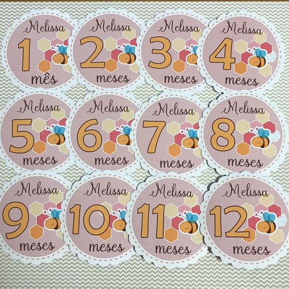 Kit de Adesivos para Body Mesversário do Bebê Abelhinha