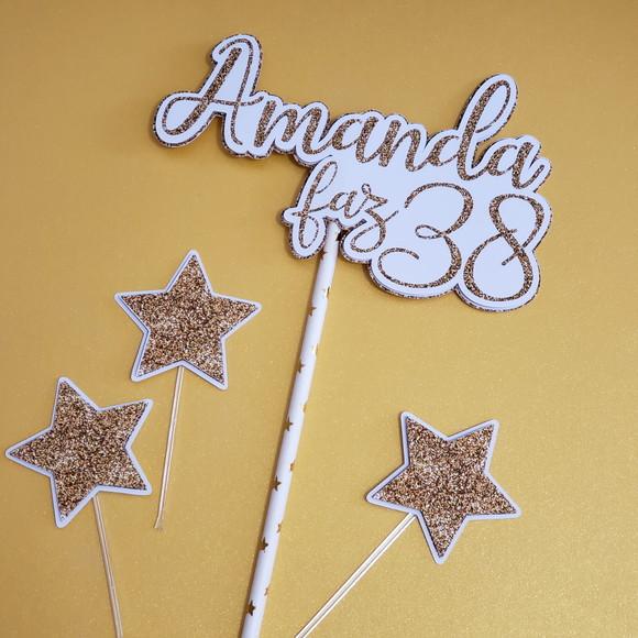 Topo de Bolo em camadas de papel para festa aniversário