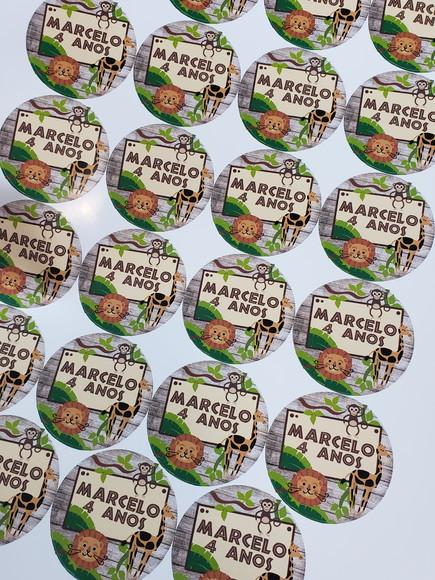 15 Rótulos Adesivos de 5cm Personalizados Tema Safari