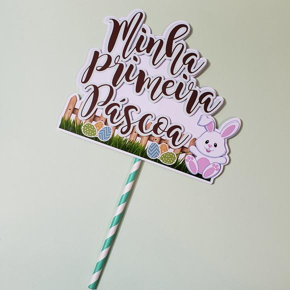 Topo de Bolo Minha Primeira Páscoa para Bebê