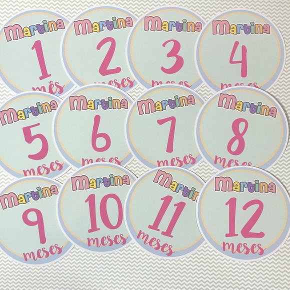 Kit de Adesivos para Body Mesversário do Bebê Cores Pastel