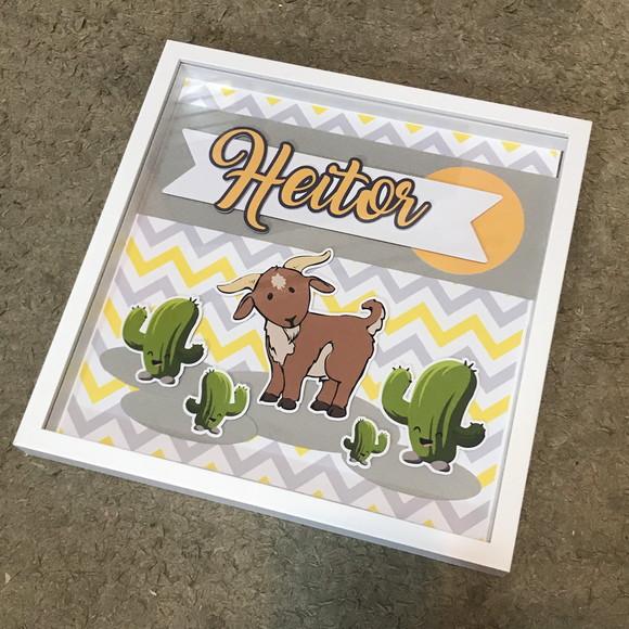 Enfeite para Porta de Maternidade Quadrinho Cabrito e Cactos