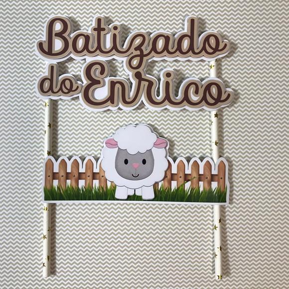 Topo de Bolo de Ovelha para Batizado