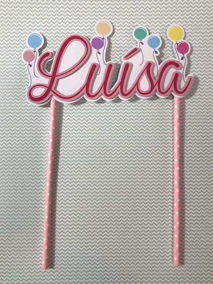 Topo de Bolo em Papel para Aniversário Bexigas