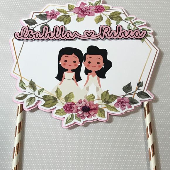 Topo de Bolo em Scrap para Casamento ou Noivado