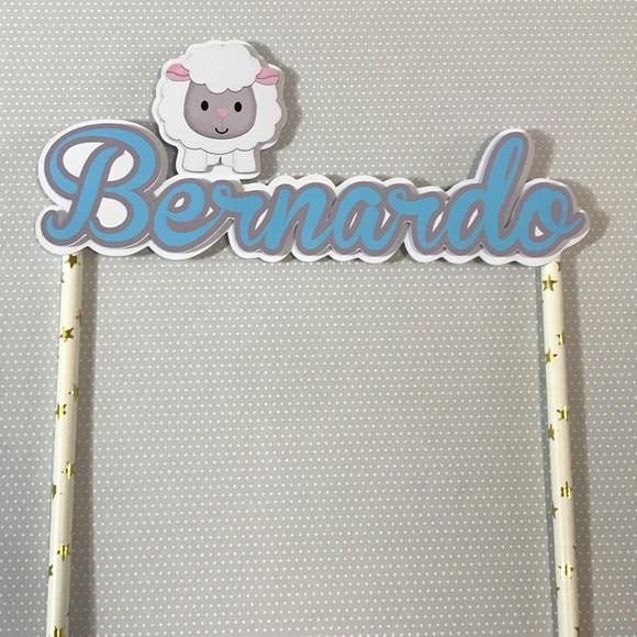 Topo de Bolo Scrap Ovelha com Nome