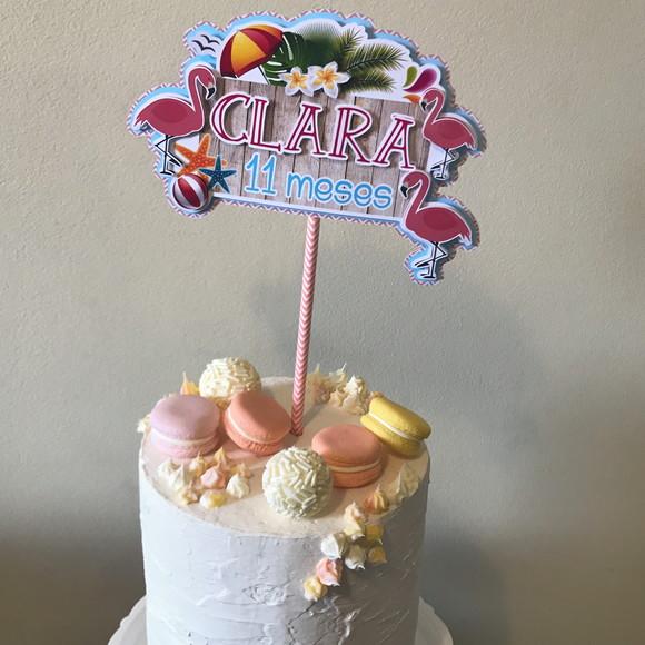 Topo de Bolo Mesversário Flamingos