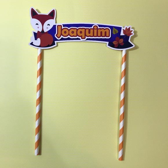 Topo de Bolo Scrap Raposa com Nome