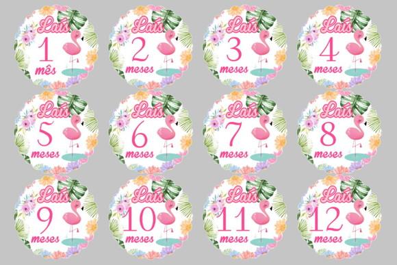 Kit de Adesivos para Body Mesversário do Bebê Flamingo
