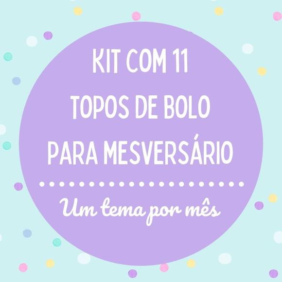 Kit com 11 Topos de Bolo para Mesversário Um Tema Por Mês