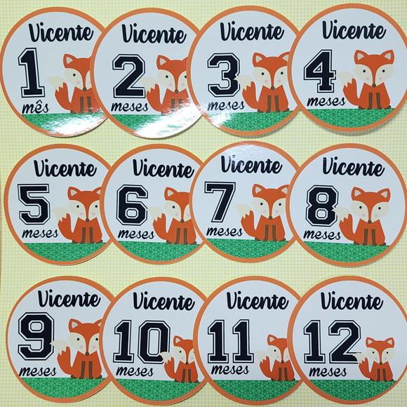 Kit de Adesivos para Body Mesversário do Bebê Raposa