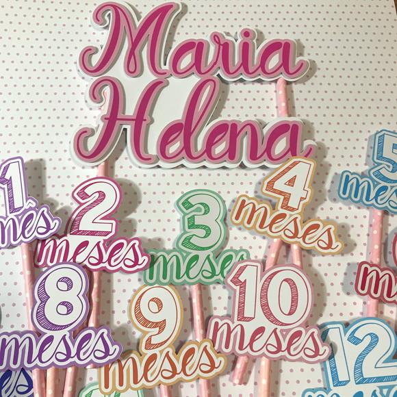 Kit Topos de Bolo Mesversário Bebê Personalizado com Nome