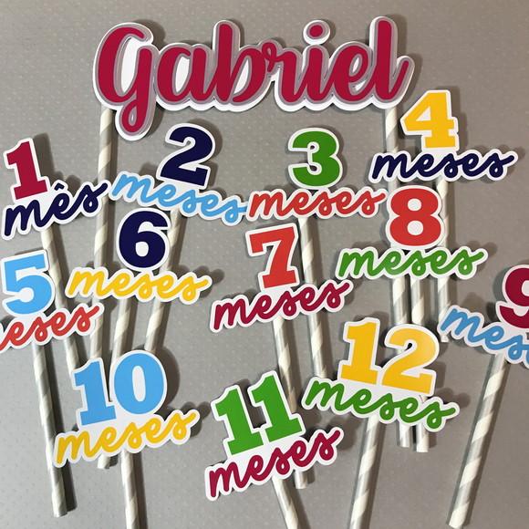 Kit Topos de Bolo Mesversário Bebê Personalizado com Nome