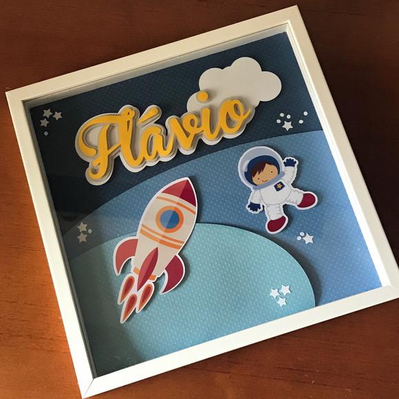 Maternidade Quadro Enfeite para Porta Tema Astronauta Bebê