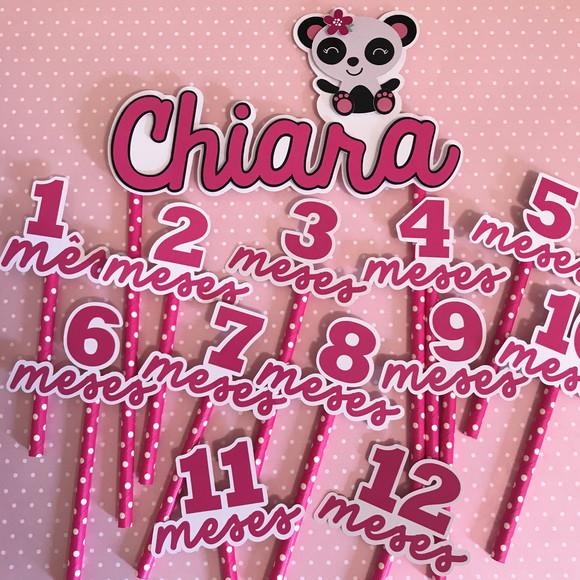 Kit Topos de Bolo Mesversário Bebê Personalizado Panda