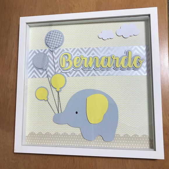 Quadro Porta Maternidade Elefante Amarelo