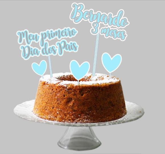 Topo de Bolo Mesversário e Meu Primeiro Dia dos Pais Azul