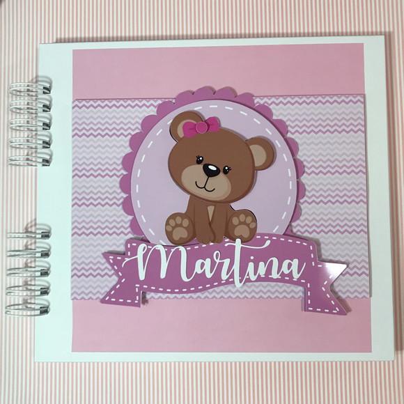 Livro para Assinaturas de Maternidade Scrap Ursinha Rosa