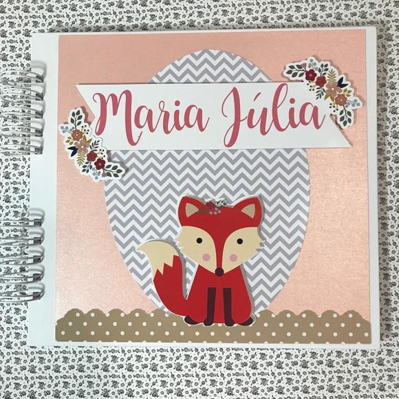 Livro Assinaturas Maternidade Scrap Raposa com Flores