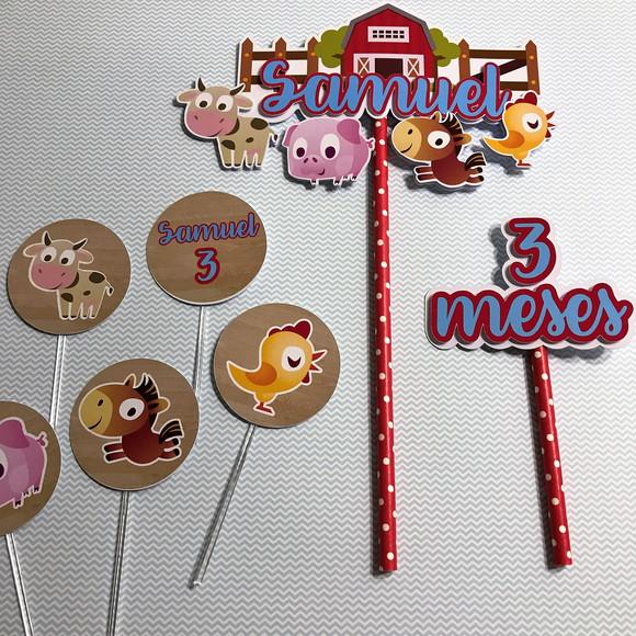 Kit Mesversário Topo do Bolo Scrap Fazendinha