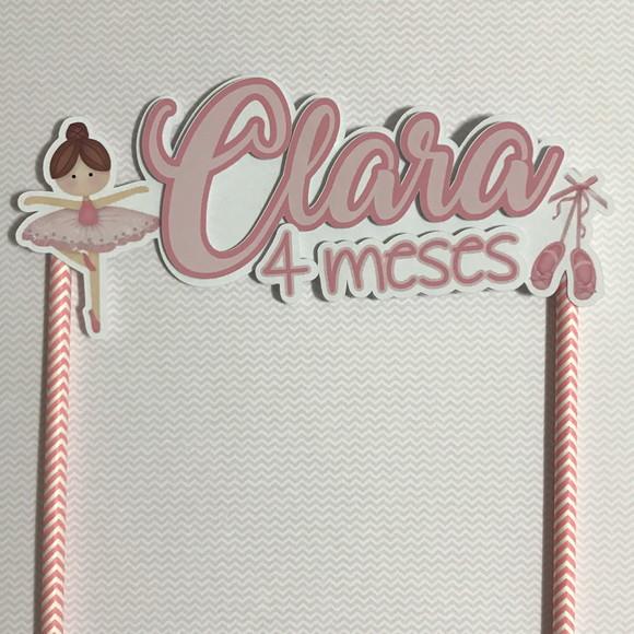 Topo de Bolo Scrap Mesversário - Bailarina