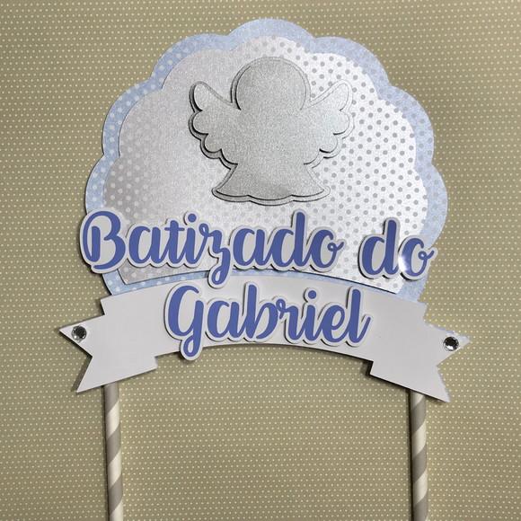 Topo de Bolo Scrap para Batizado - Anjinho