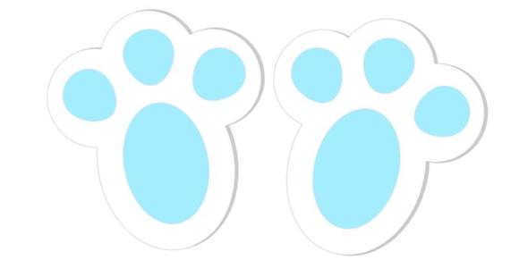 48 Adesivos Pegadas de Coelho da Páscoa - Azul