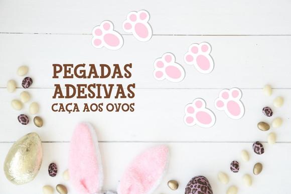 48 Adesivos Pegadas de Coelho da Páscoa - Rosa