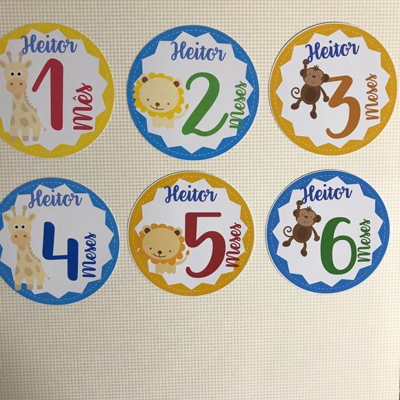 Kit de Adesivos para Body Mesversário do Bebê Safari