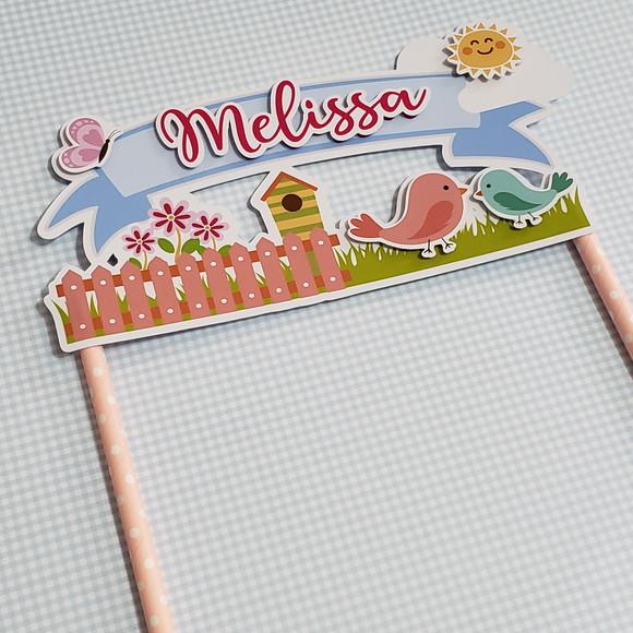 Topo de Bolo Mesversário Jardim Encantado