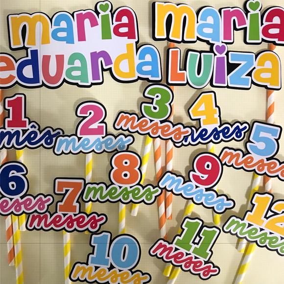 Kit Topos de Bolo Mesversário Gêmeos Personalizado com Nomes