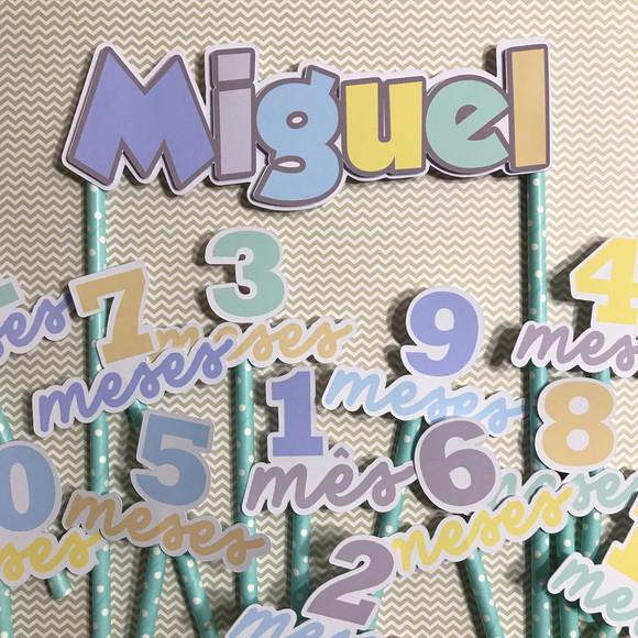 Kit Topos de Bolo Mesversário Bebê Personalizado com Nome