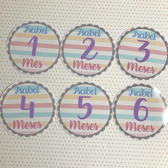 Kit de Adesivos para Body Mesversário do Bebê Pastéis