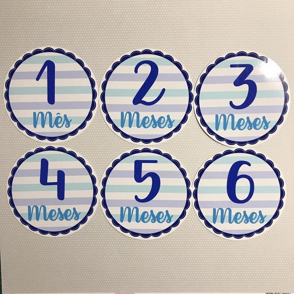 Kit de Adesivos para Body Mesversário do Bebê Tons de Azul