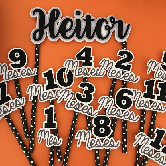 Kit Topos de Bolo Mesversário Bebê Personalizado com Nome