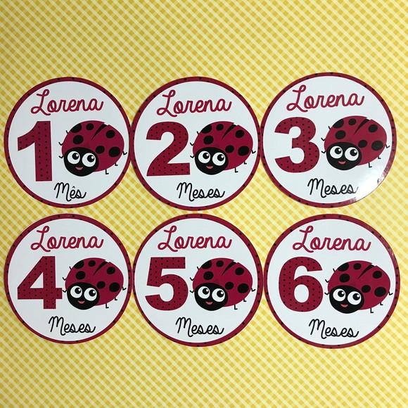 Kit de Adesivos para Body Mesversário do Bebê Joaninha