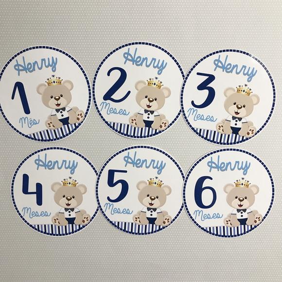 Kit de Adesivos para Body Mesversário do Bebê Ursinho