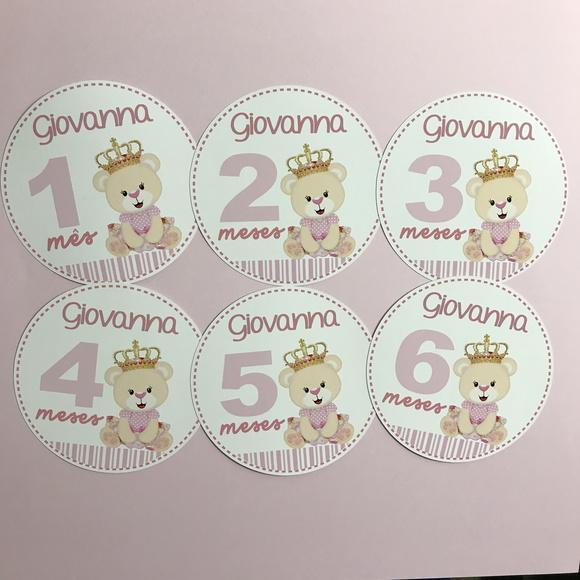 Kit de Adesivos para Body Mesversário do Bebê Ursinha