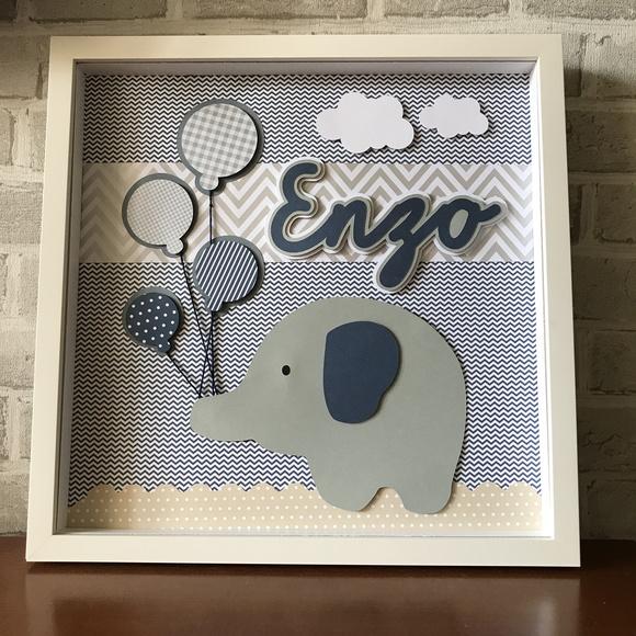 Quadro Enfeite Porta Maternidade Elefante