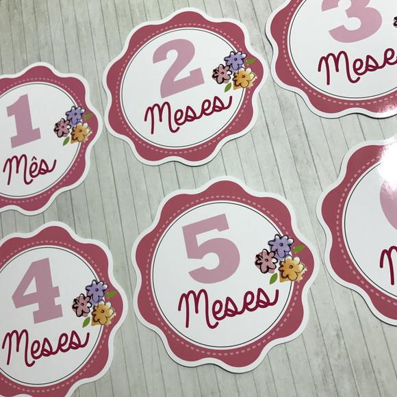 Kit de Adesivos para Body Mesversário do Bebê Flores