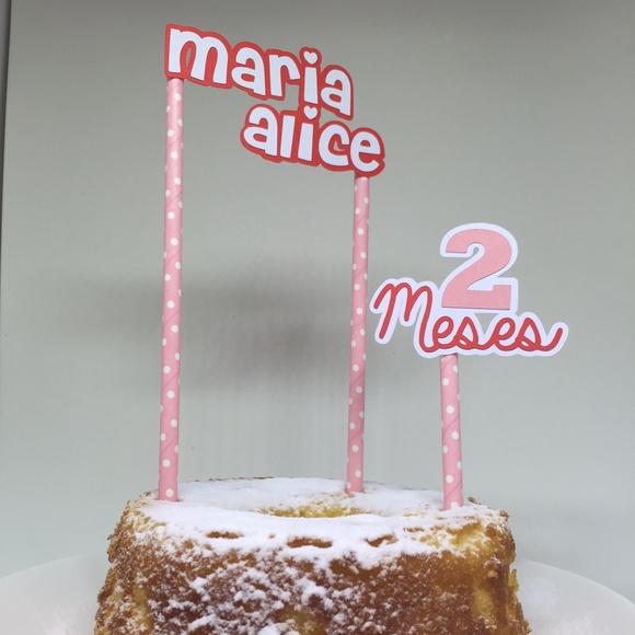 Kit Topos de Bolo Mesversário Bebê Personalizado com Nome