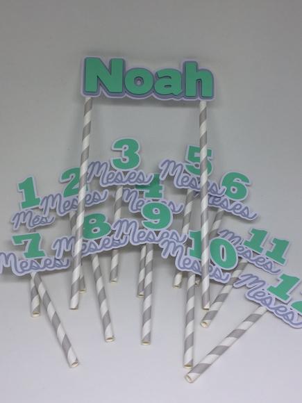 Kit Topos de Bolo Mesversário Bebê Personalizado com Nome