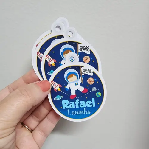 10 Tags para Lembrancinhas Astronauta 6 cm sem Fita