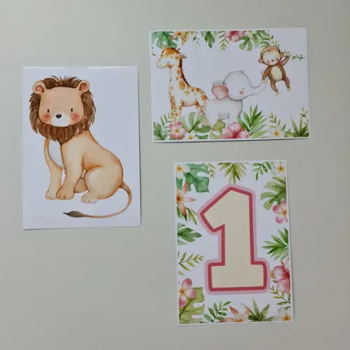 Kit Três Pôsteres A4 Impressos Decoração de Festa Safari