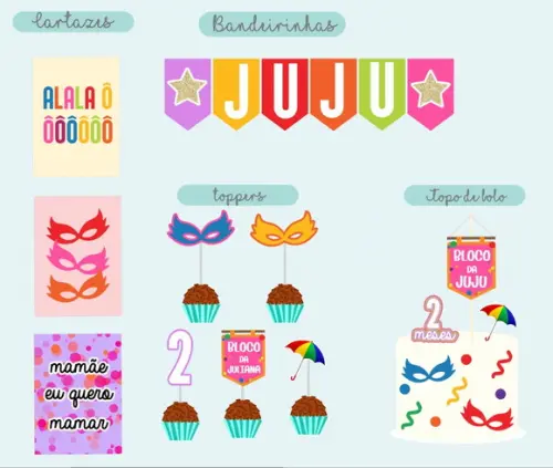 Festa Básica Kit Papelaria para Festinha Carnaval Bloquinho