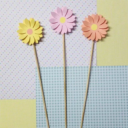 Topo de Bolo Flores Coloridas em Papel