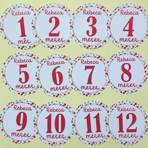Kit de Adesivos para Body Mesversário Cerejinhas