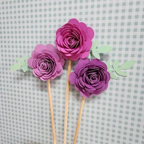 Topo de Bolo Flores Coloridas em Papel