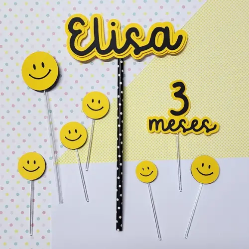 Topo de Bolo Personalizado Smiles para Mesversário