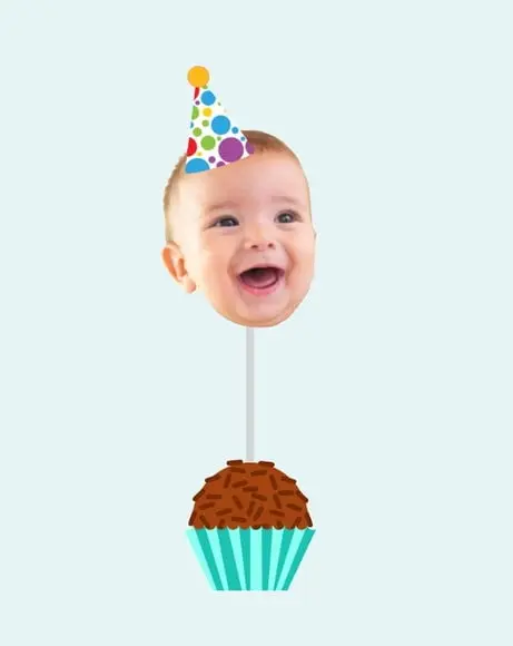 10 Toppers de Rostinho para Docinhos e Cupcakes Carinha Bebê